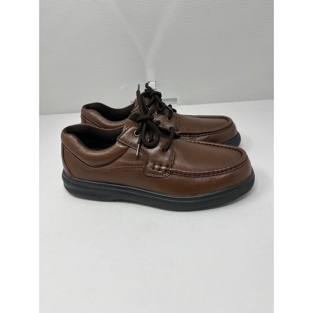 Hush Puppies Gus Men Tan Leather Oxford Shoes H18772 Comfort Curve Size 10.5 M
